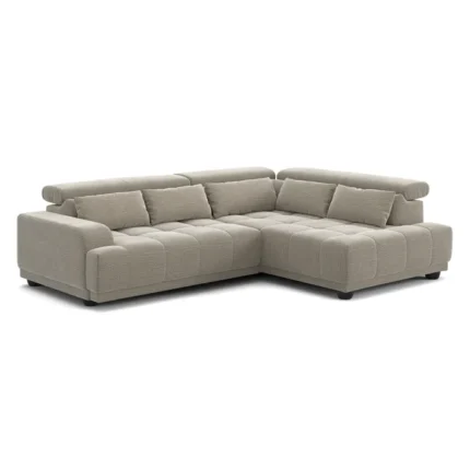 Canapé d'angle relax droit ELIOTT tissu taupe