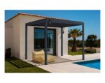 Pergola bioclimatique autoportée PIANA 3x2m aluminium gris - Lames orientables – Image 8
