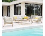 Salon de jardin en aluminium coloris bois - 5 places places - palawan - ozalide – Image 3