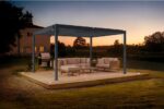 Pergola bioclimatique autoportée PIANA 4x3m aluminium gris - Lames orientables – Image 9
