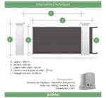 Portail Jardimat coulissant motorisé aluminium Alpes gris antique - 350 x h.160 cm