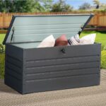 Coffre de jardin métal 635 L, l.145 x H.72 x P.70 cm, gris anthracite, Blooma – Image 2