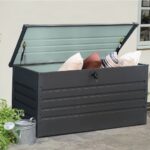 Coffre de jardin métal 635 L, l.145 x H.72 x P.70 cm, gris anthracite, Blooma – Image 3