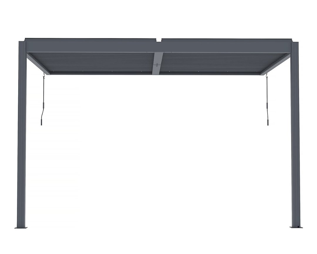 2026/07/1193.jpg Pergola bioclimatique adossée avec led "Windsor" 3 x 4 m Anthracite – Image 1