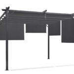 Pergola édition spéciale toit rétractable 3x4 M et 4 stores gris anthracite