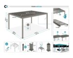 Pergola bioclimatique autoportée PIANA 4x3m aluminium taupe - Lames orientables – Image 8