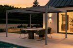 Pergola bioclimatique autoportée PIANA 4x3m aluminium taupe - Lames orientables – Image 2