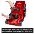 Tondeuse sans fil avec batterie 18 V - largeur de coupe 42 cm - hauteur de coupe 25 à 75 mm - bac 50 L - Einhell RASARRO 36/42 (2x5,2Ah) – Image 7