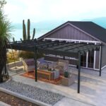 Pergola rétractable dim. 5,97L x 3,58l x 2,23H m structure robuste alu toile polyester haute densité 180 g/m² incluse gris