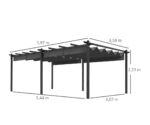 Pergola rétractable dim. 5,97L x 3,58l x 2,23H m structure robuste alu toile polyester haute densité 180 g/m² incluse gris – Image 3