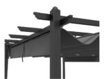 Pergola rétractable dim. 5,97L x 3,58l x 2,23H m structure robuste alu toile polyester haute densité 180 g/m² incluse gris – Image 5