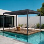 Pergola bioclimatique autoportée PIANA 4x3m aluminium gris - Lames orientables – Image 7