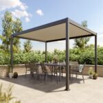 Pergola bioclimatique autoportante aluminium et acier gris Samiel 4x3 m – Image 10