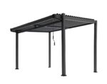 Pergola bioclimatique autoportante aluminium et acier gris Fred 4 x 3 m toit incliné – Image 2