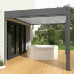 Pergola Bioclimatique Ombréa VS 3x4M adossée - Anthracite/Blanc - V2 – Image 2