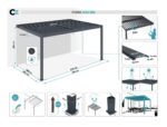 Pergola bioclimatique adossée PIANA 4x3m aluminium gris - Lames orientables – Image 2